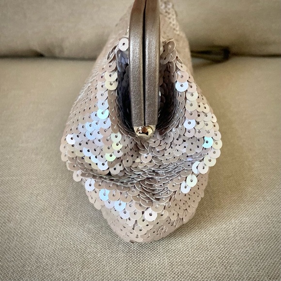 Coach Audrey Sequin Wristlet Clutch Kiss Lock Champagne Evening Bag Limited Ed.